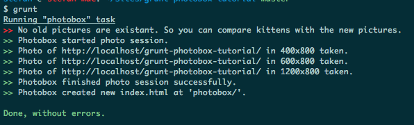 output of photobox grunt command